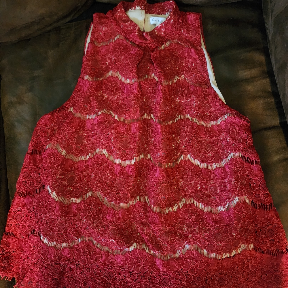 love, Fire Red Lace Blouse